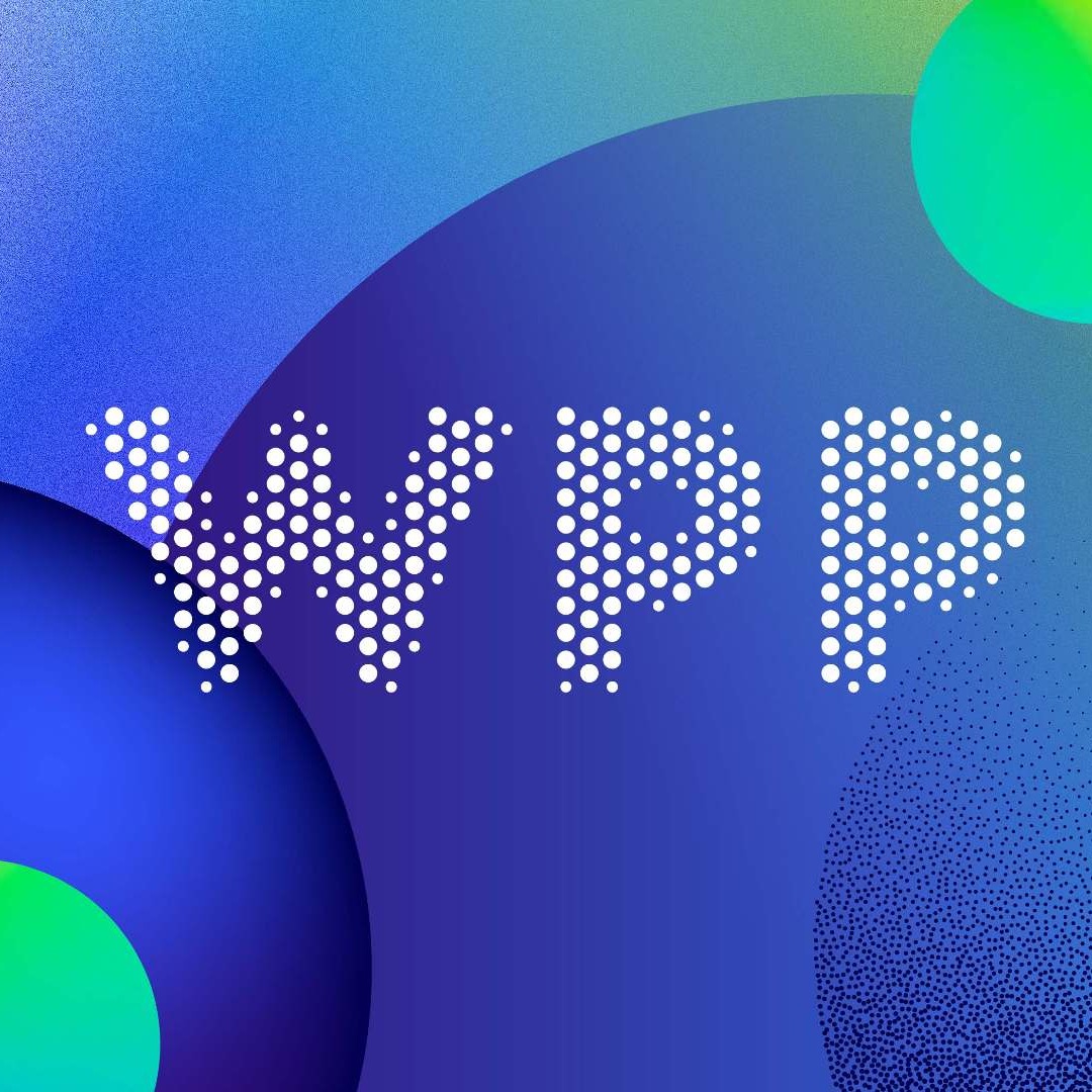 Logotipo de WPP sobre fondo azul